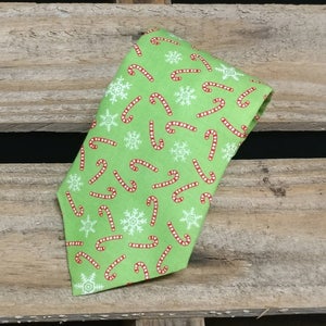 Lime Snowflake Candy Cane Necktie, Candy Necktie, Holiday Necktie, Winter Necktie, Christmas Necktie