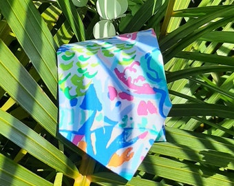 Lily necktie, fruit splash necktie, tropical necktie, fun necktie, ocean, beach, paradise, rainbow