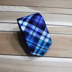 Teal Plaid Necktie, Classic Men&#39;s Necktie,  Blue Necktie