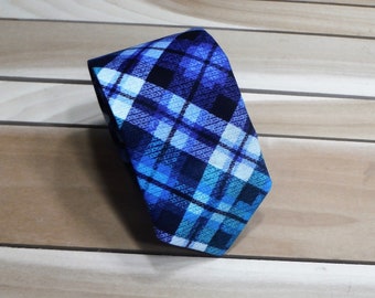 Teal Plaid Necktie, Classic Men's Necktie,  Blue Necktie