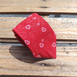 Red and Gold Valentines Day Tie, Swirl Necktie, Red Necktie, Pink Hearts, Holiday Necktie, Fun Necktie, Love, Heart