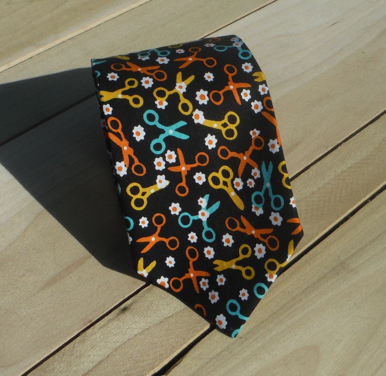 Vintage Scissors Necktie, Sewing Necktie, DIY Necktie, Fun Necktie, Creative Necktie image 1