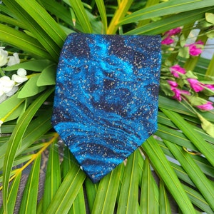 Blue Galaxy Necktie, Cobalt Necktie, Gold Stars, Astronomy Necktie, Nebula Necktie, Turquoise Oil Slick Metallic