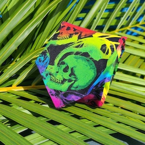 Rainbow Mist Skull Necktie, Fun Necktie, Halloween Necktie