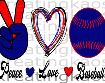 Peace Love Baseball sublimation and svg **please select colors at time of order***