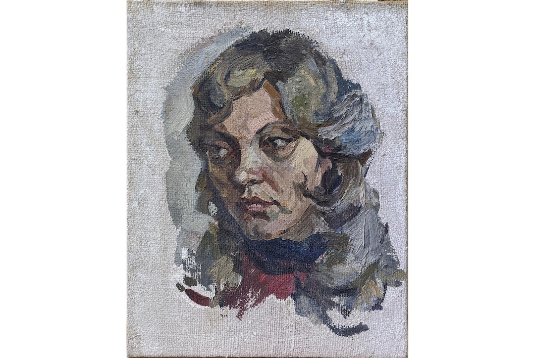 VINTAGE FEMALE PORTRAIT Original Oil Painting on Canvas by a Unknown ...