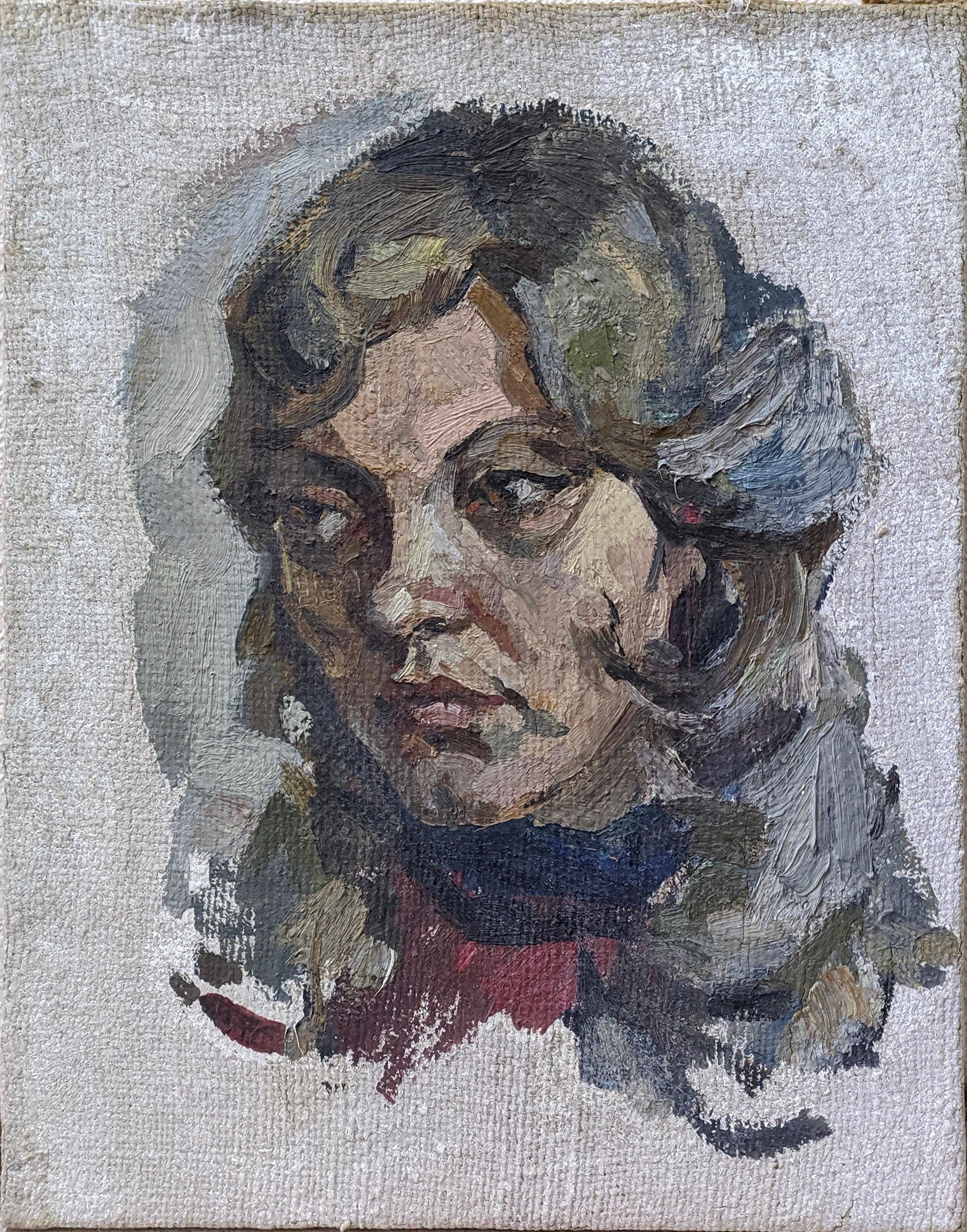 VINTAGE FEMALE PORTRAIT Original Oil Painting on Canvas by a Unknown ...