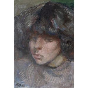 PORTRAIT VINTAGE d'une fille, peinture à l'huile originale par l'artiste ukrainienne E.Vasilevskaya, réalisme, oeuvre d'art mural portrait, oeuvre d'art des années 1970