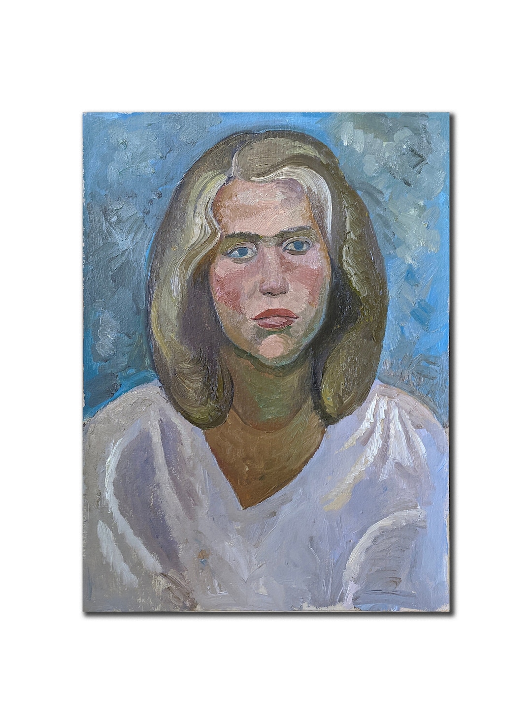 VINTAGE PORTRAIT of a GIRL Original Oil Painting by Ukrainian Artist T ...