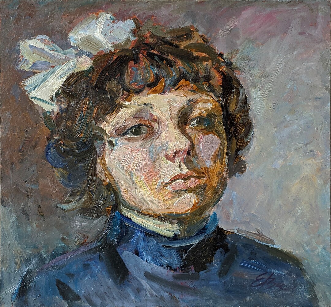VINTAGE PORTRAIT of a GIRL Original Oil Painting by a Soviet Ukraine ...