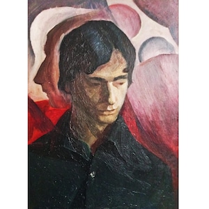 VINTAGE PORTRAIT of a MAN Original Oil Painting by Ukrainian artist Davydov, Portrait Wall Art Work, 1970s, Male portrait painting