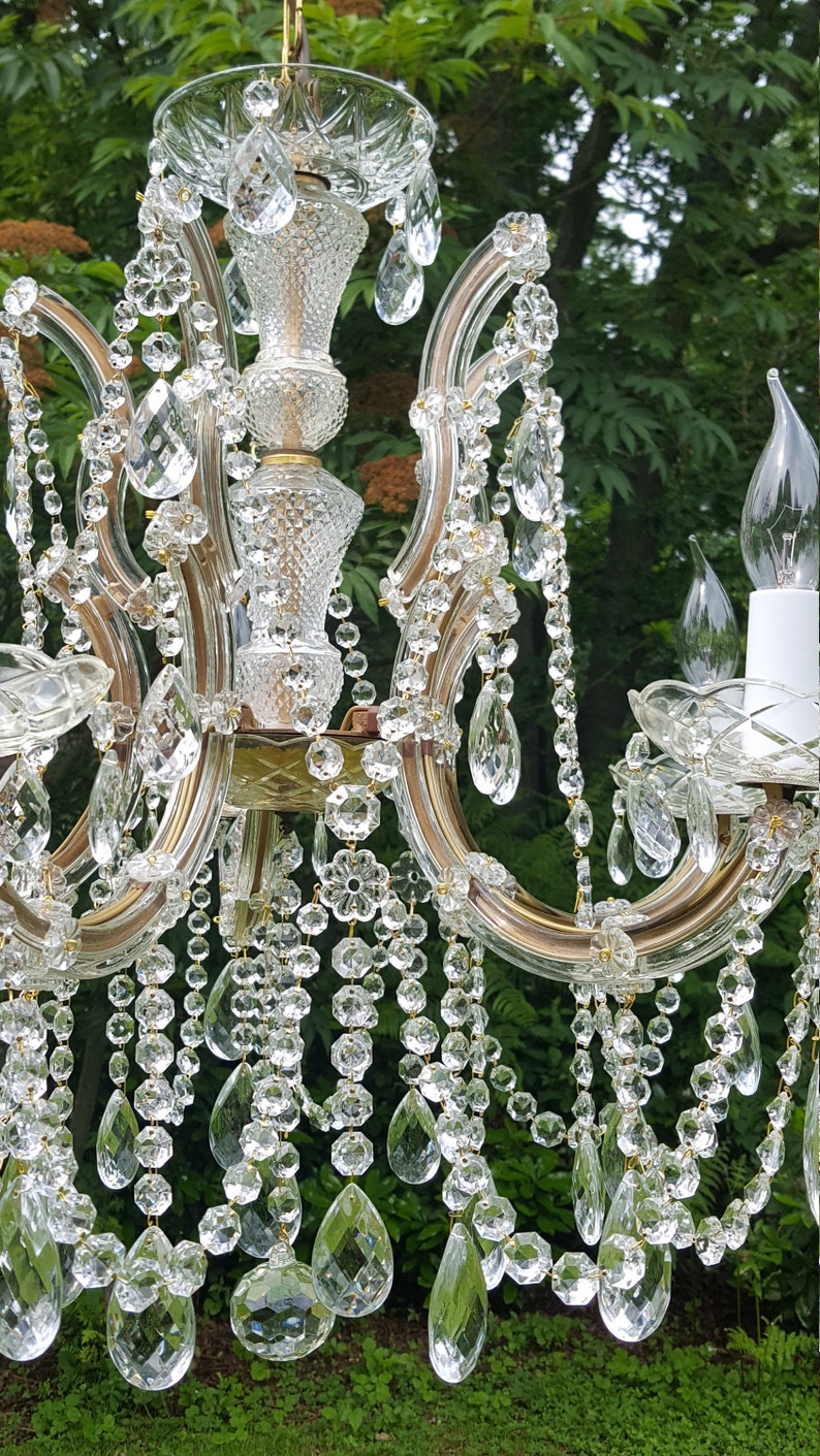 Very unusual Beautiful Vintage French 1950’s Maria Theresa 5arm chandelier(S140) image 6
