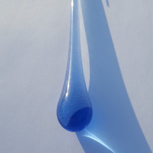1 x 6ins (150mm) blue Glass Tear chandelier drops (D29) image 5