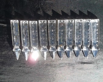 10 Large half cut glass Albert chandelier drops/ xmas decorations(G71)