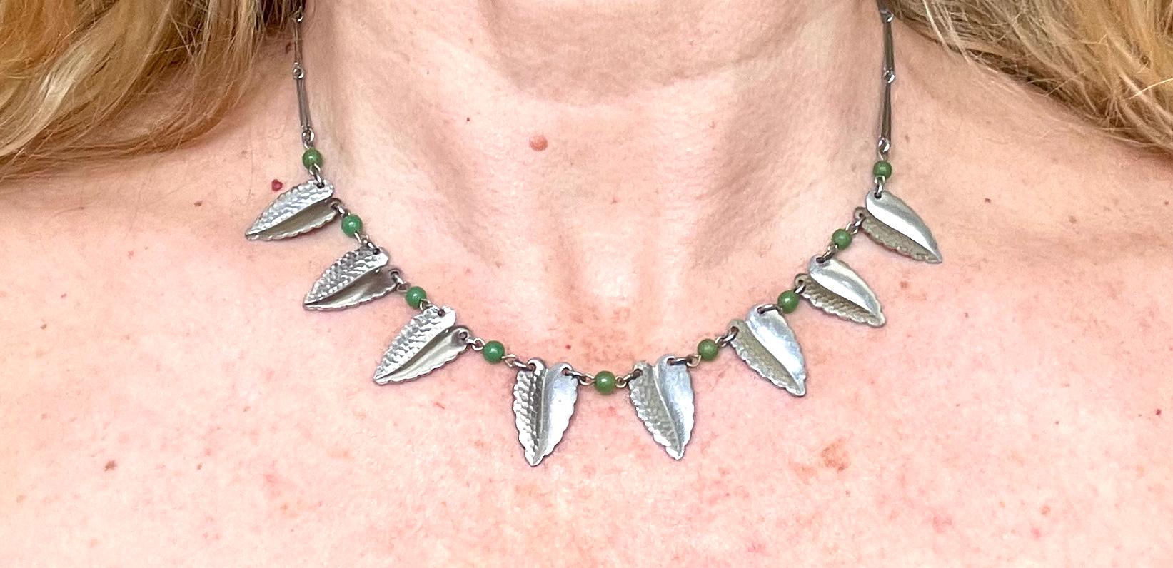 Vintage Jakob Bengel Art Deco Machine Age Necklace, Bright Green ...