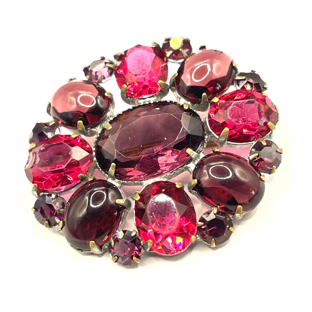 Vintage Art Deco Czech Deep Purple, Violet and Pink Amethyst Glass