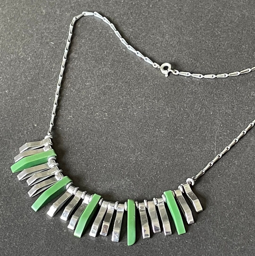 Vintage Jakob Bengel Art Deco Machine Age Necklace, Beautiful Bright ...