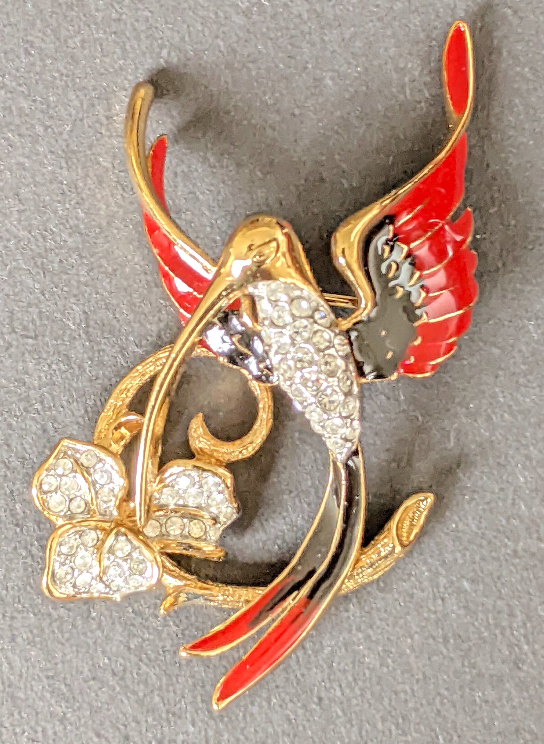 Broche Vintage Attwood & Sawyer - Colombe Dorée 22ct émaillée Et Strass, Bijou Ancien