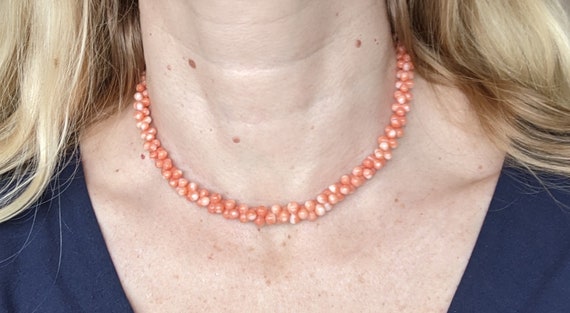 Artisanat Ancien Corail MOMO Sculpté - Rose - Certificat D'origine Japon - 67 Ct