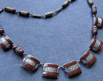 Vintage Jakob Bengel Art Deco Machine Age Chrome Geometric Necklace ...