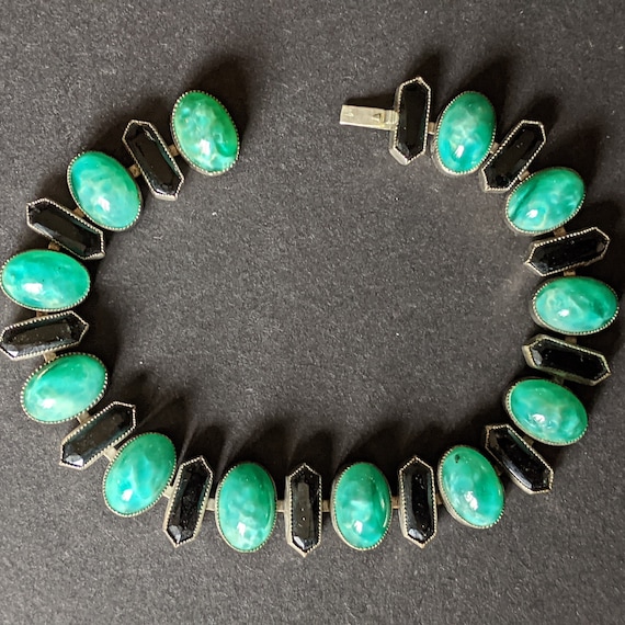 Bracelet Vintage Années 30 En Cristal Facetté – Style Rétro Argenté – Bon état