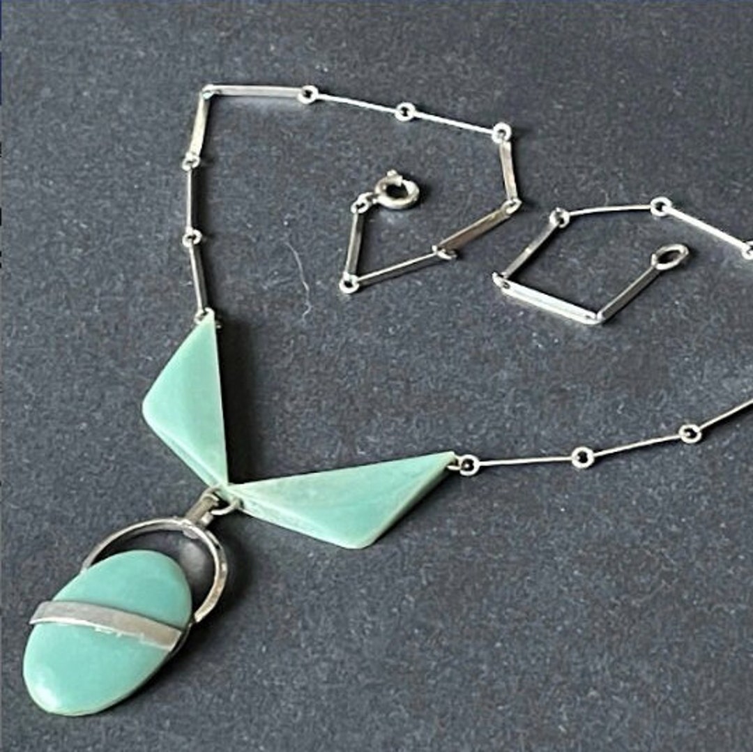 Vintage Jakob Bengel Art Deco Machine Age Chrome and Olive Green ...