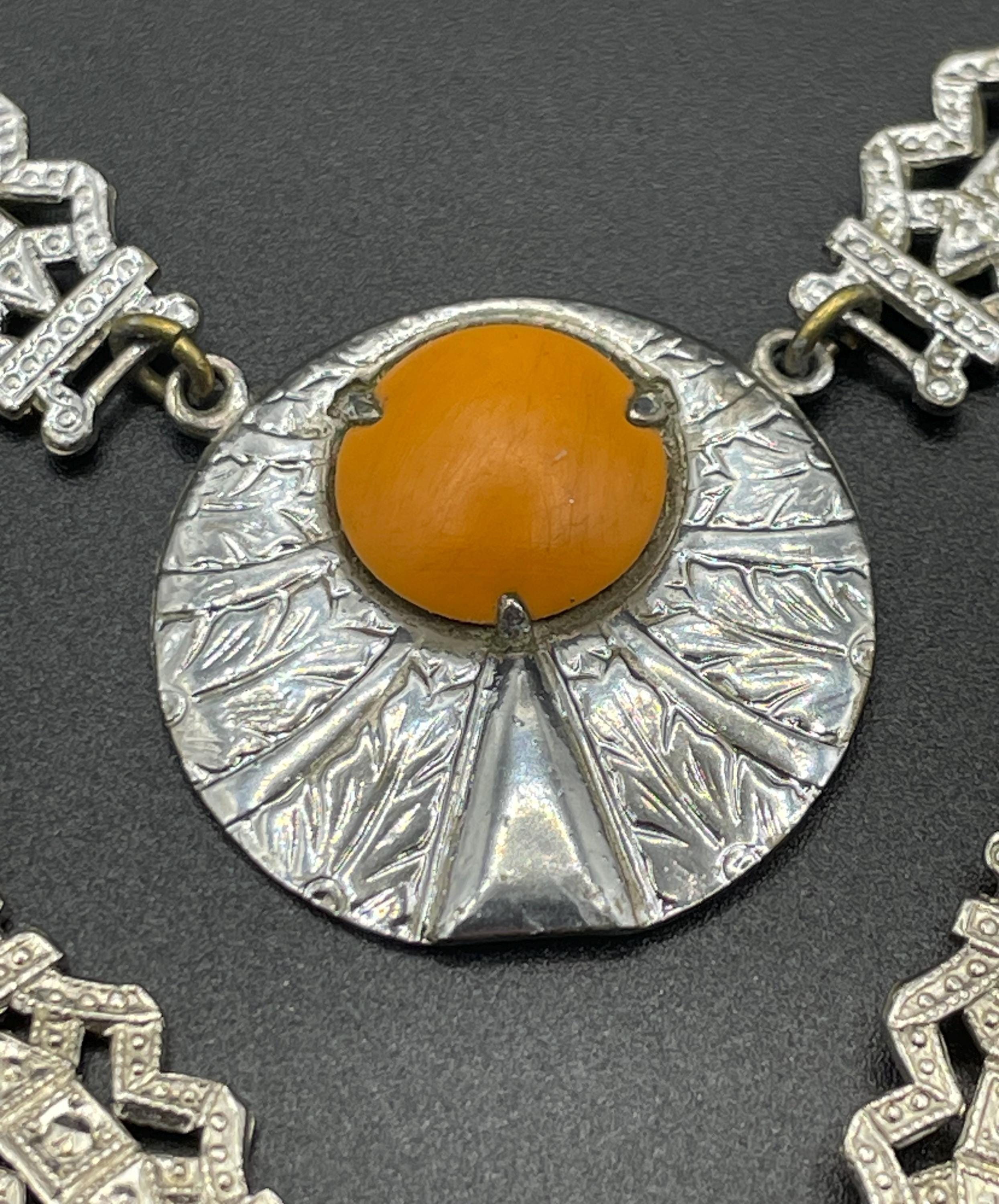 Vintage Jakob Bengel Art Deco Machine Age Silver Tone, Aqua Blue and ...