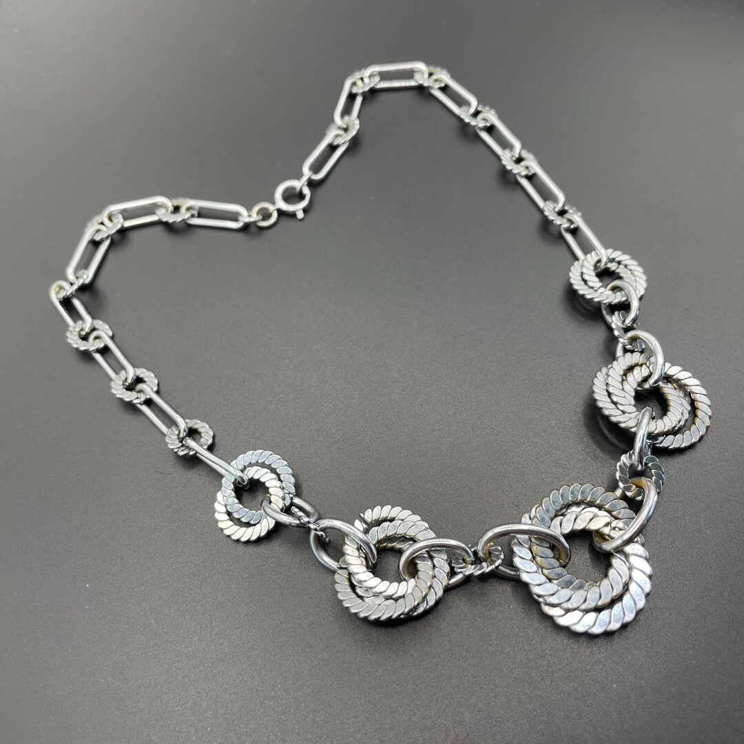 Vintage Jakob Bengel Art Deco Machine Age Chrome Geometric Necklace ...