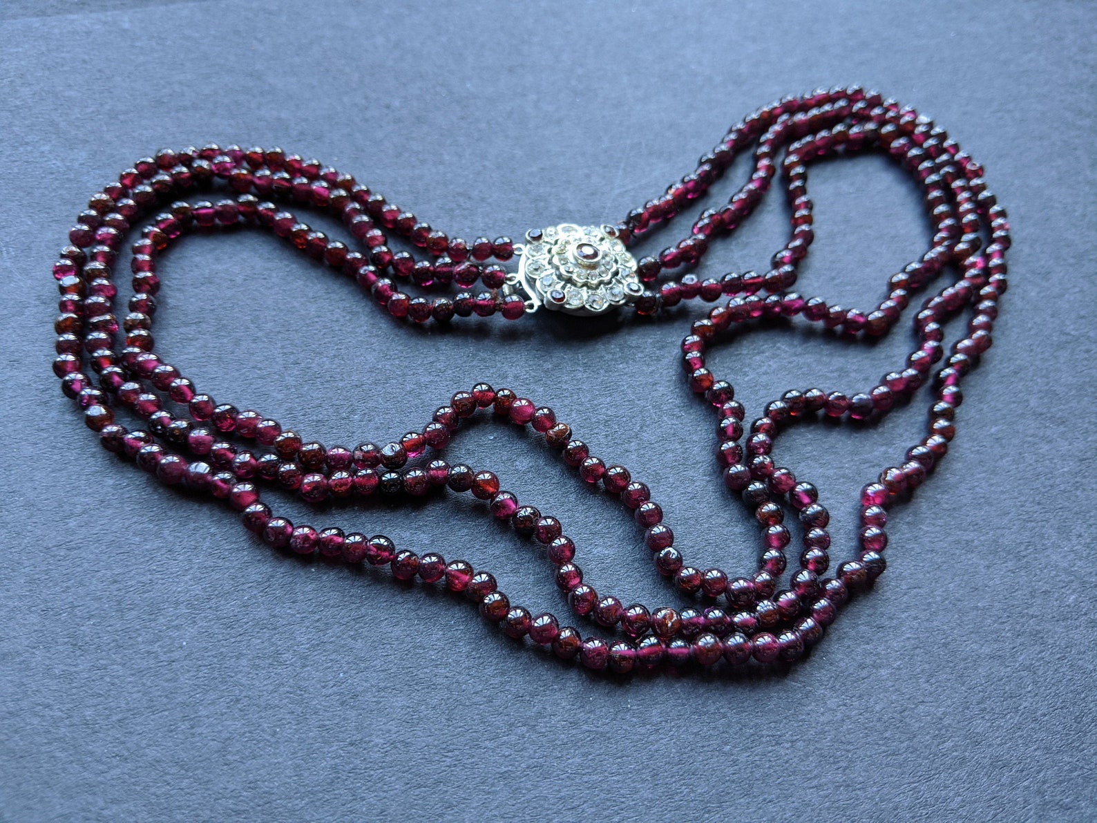 Vintage bead triple strand necklace with Etsy