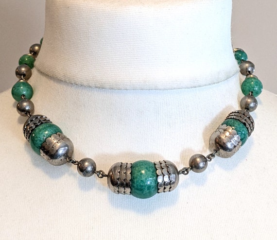 Vintage Jakob Bengel Art Deco machine age silver tone… - Gem