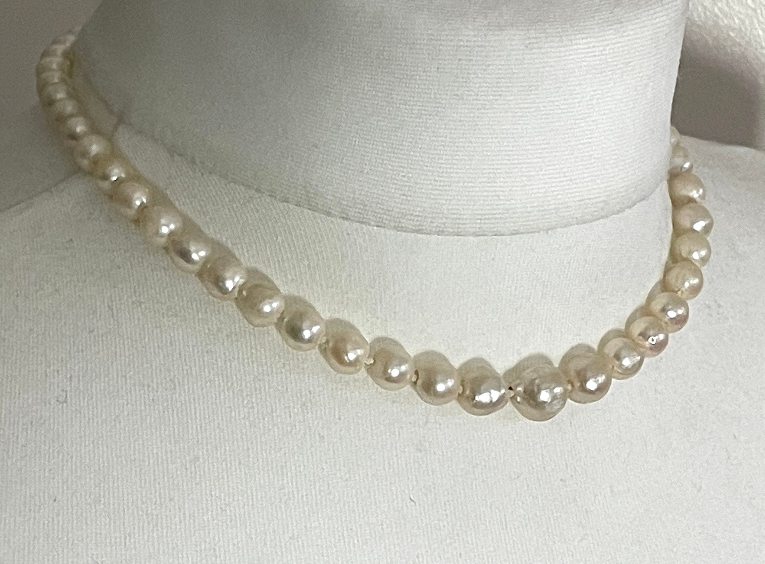 Collana A 2 Fili In Perle Bianche Coltivate E Argento Rodiato Collane - Foto 1