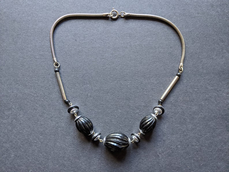 Vintage Jakob Bengel Art Deco Machine Age Chrome and Black Galalith ...