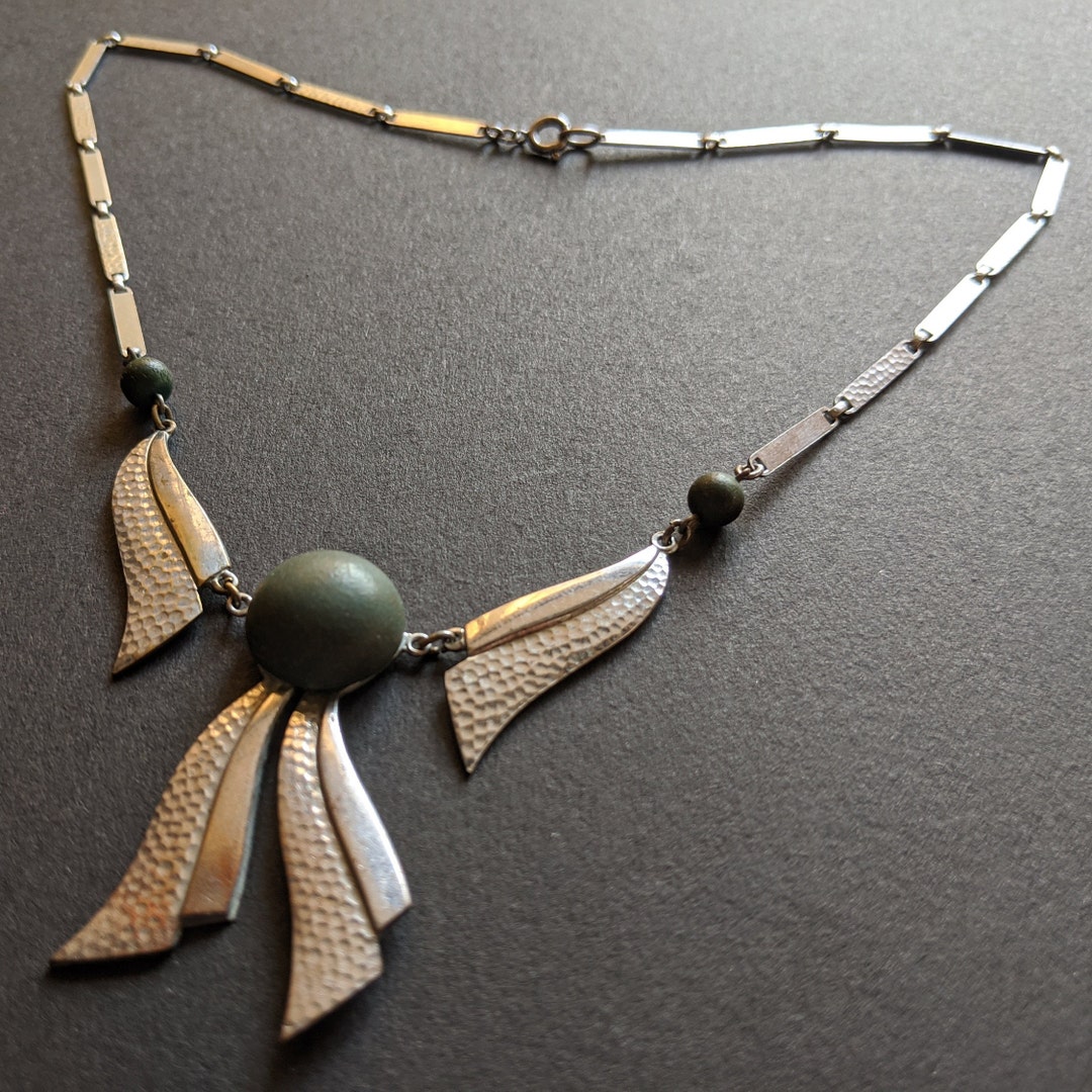 Vintage Jakob Bengel Art Deco Machine Age Chrome and Olive Green ...
