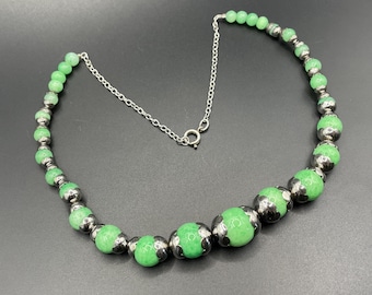 Collier Vintage Perles En Forme Bleu Ciel - Longueur 56cm - Occasion