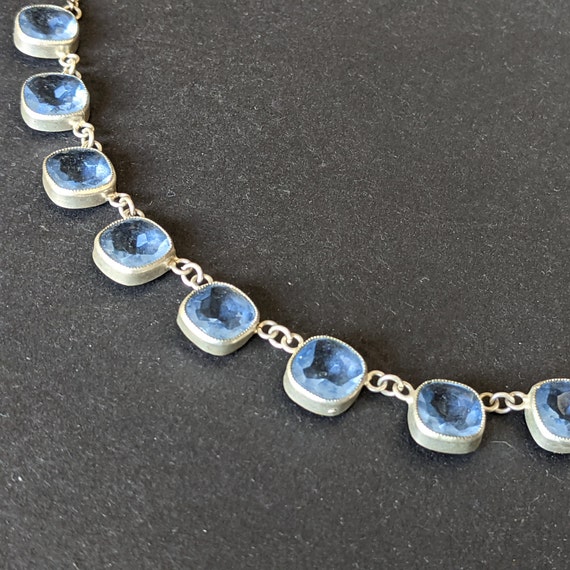 Vintage Art Deco light sapphire blue crystal beze… - image 2