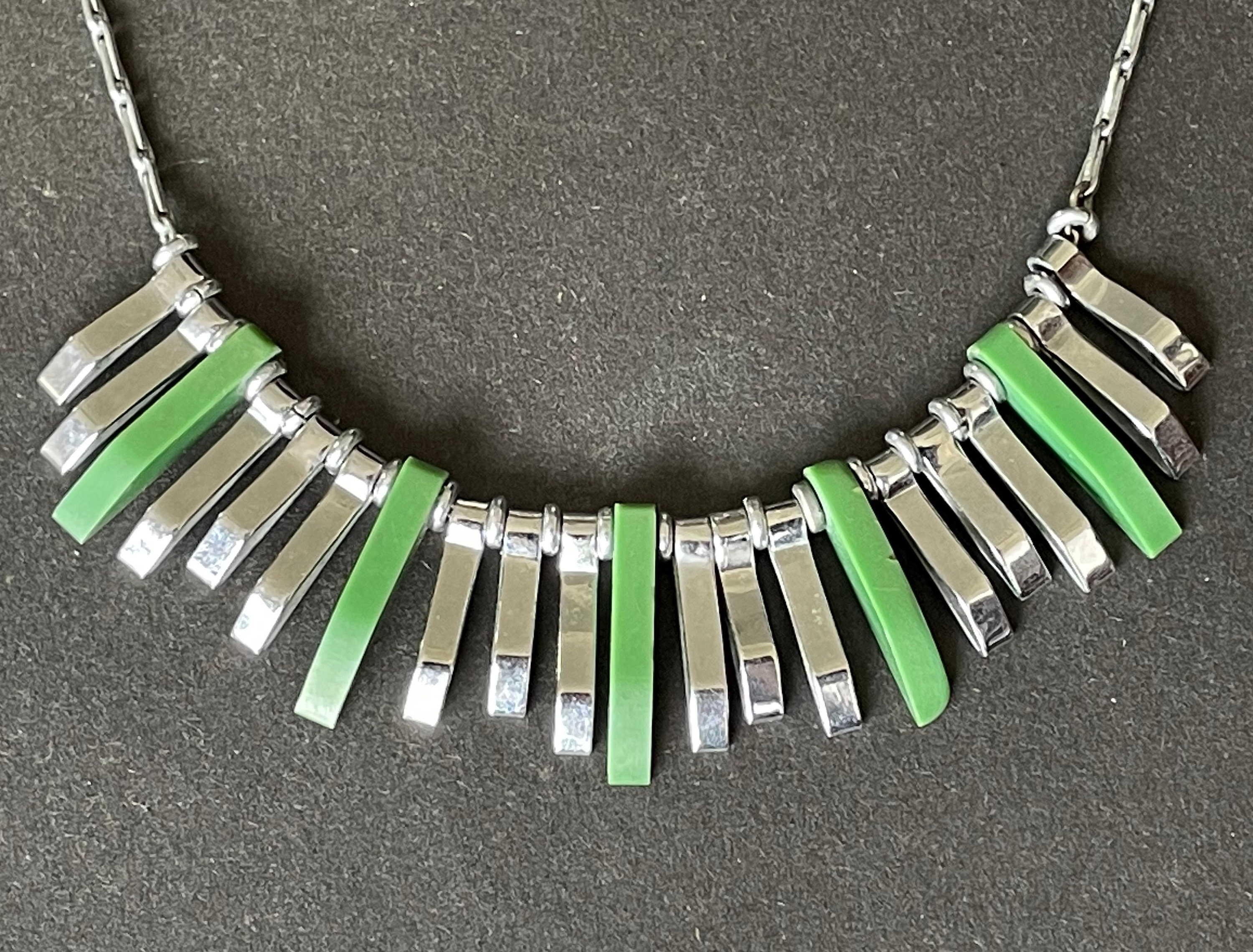Vintage Jakob Bengel Art Deco Machine Age Necklace, Beautiful Bright ...