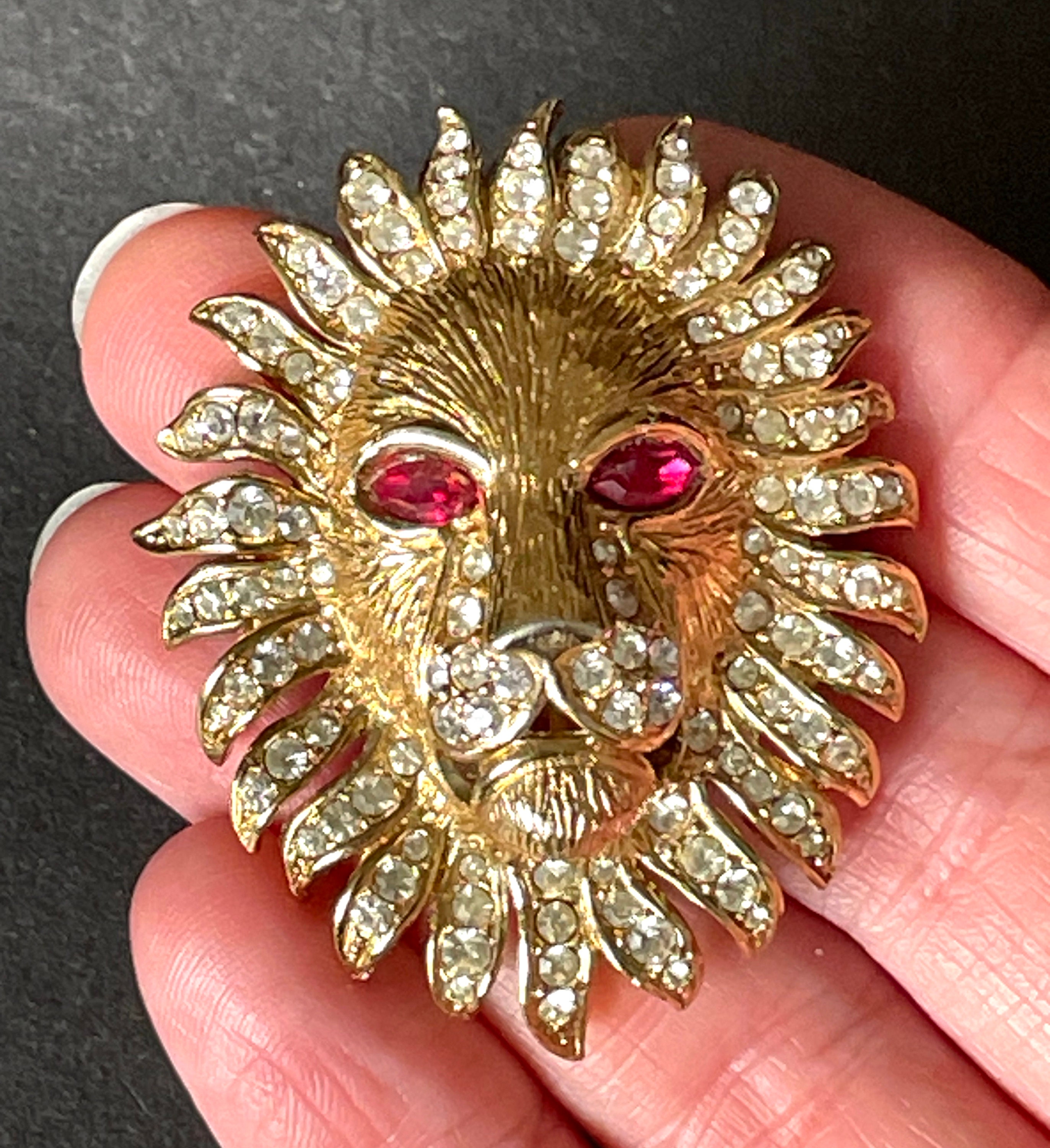 Vintage Attwood and Sawyer A&S Large Rhinestone Lion Brooch Signed, 22ct Gold-plated, Unusual Ruby Red Rhinestone Eyes - Etsy Vintage Attwood and Sawyer A&S Large Rhinestone Lion Brooch Signed, 22ct Gold-plated, Unusual Ruby Red Rhinestone Eyes - Etsy