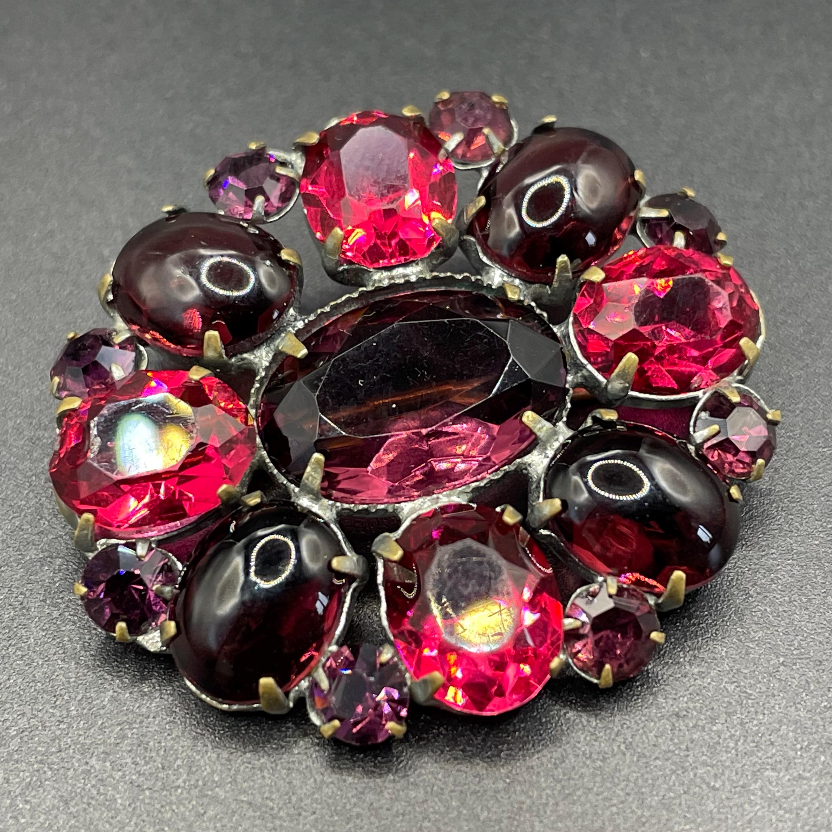 Vintage Art Deco Czech Deep Purple, Violet and Pink Amethyst Glass