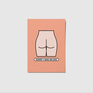 EXCUSES | DE LA CARTE DE SORRY Désolé, j’étais un âne | fesses/fesses/cul