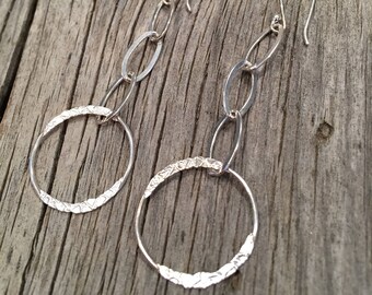 Sterling Silver Circle Drop Earrings