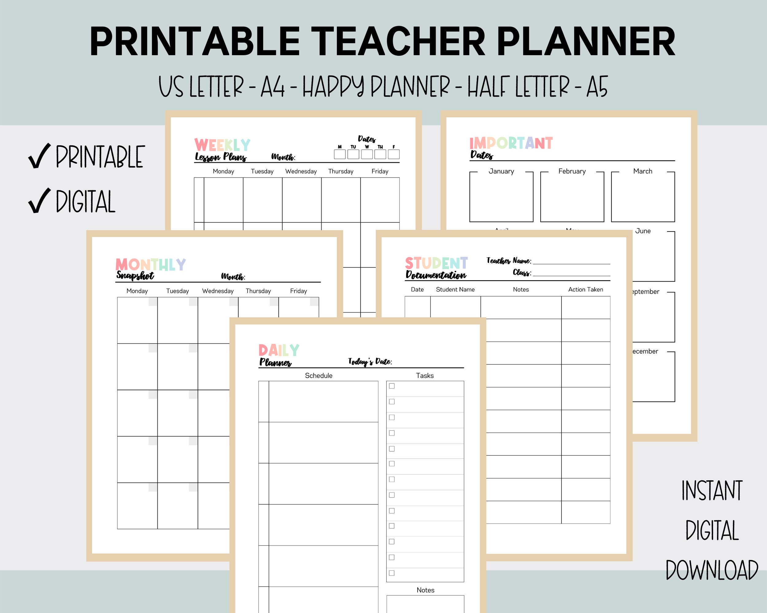 High School Teacher Planner Teacher Planner Printable Happy | Etsy