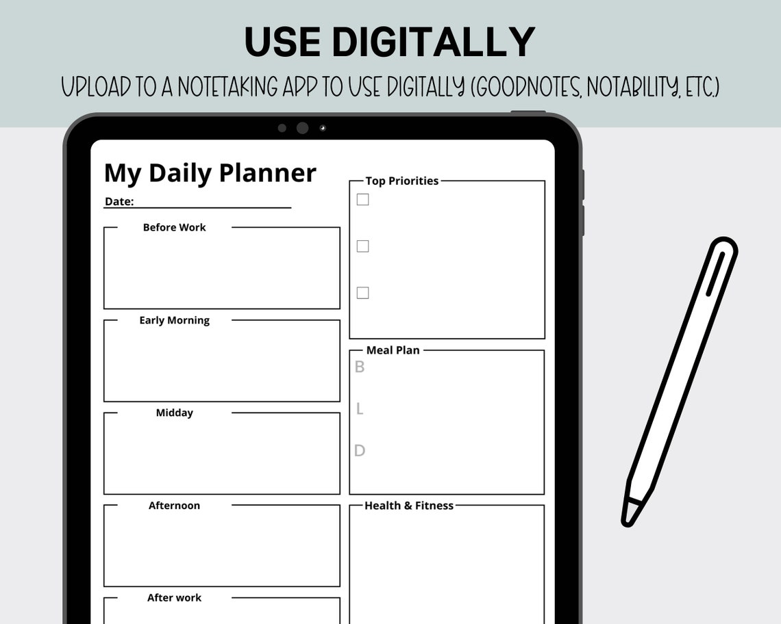 Editable Daily Planner Google Slides Planner Block Schedule Etsy
