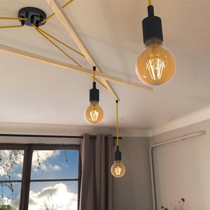 Pendant light Asterism, mustard and black scandinavian chandelier image 4