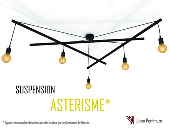 Lustre industriel ASTERISME* 5 ampoules noir mat