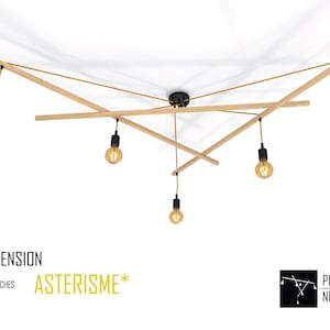 Pendant light Asterism, mustard and black scandinavian chandelier image 1