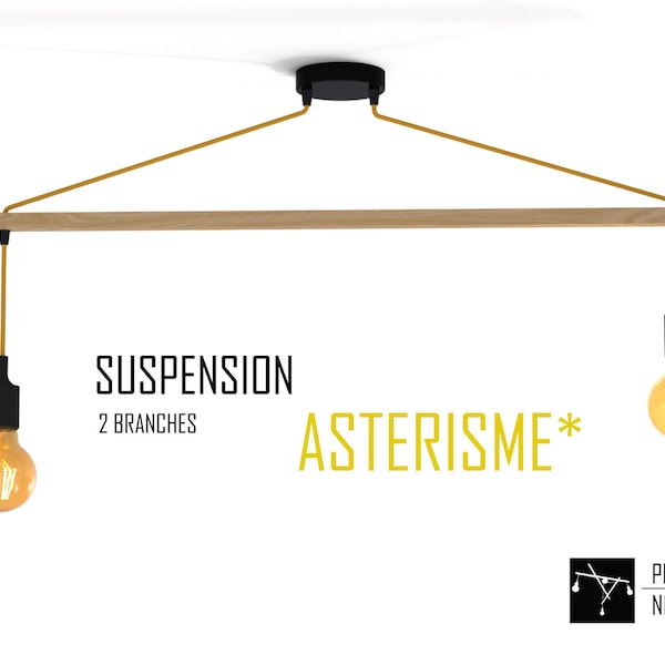 Suspension cuisine, ASTERISME* 2 ampoules pin naturel noir