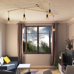 Pendant light Asterism, mustard and black scandinavian chandelier image 2