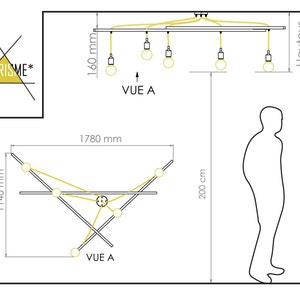 Pendant light Asterism, mustard and black scandinavian chandelier image 5