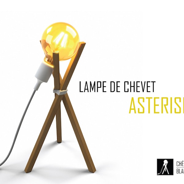 ASTERISME*, lampe de chevet chêne