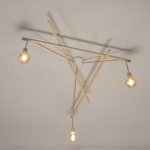 Asterisme 3-flammige Pendelleuchte aus Naturholz* Skandinavische Pendelleuchte* Moderne Pendelleuchte* Minimalistische Pendelleuchte* Pendelleuchte